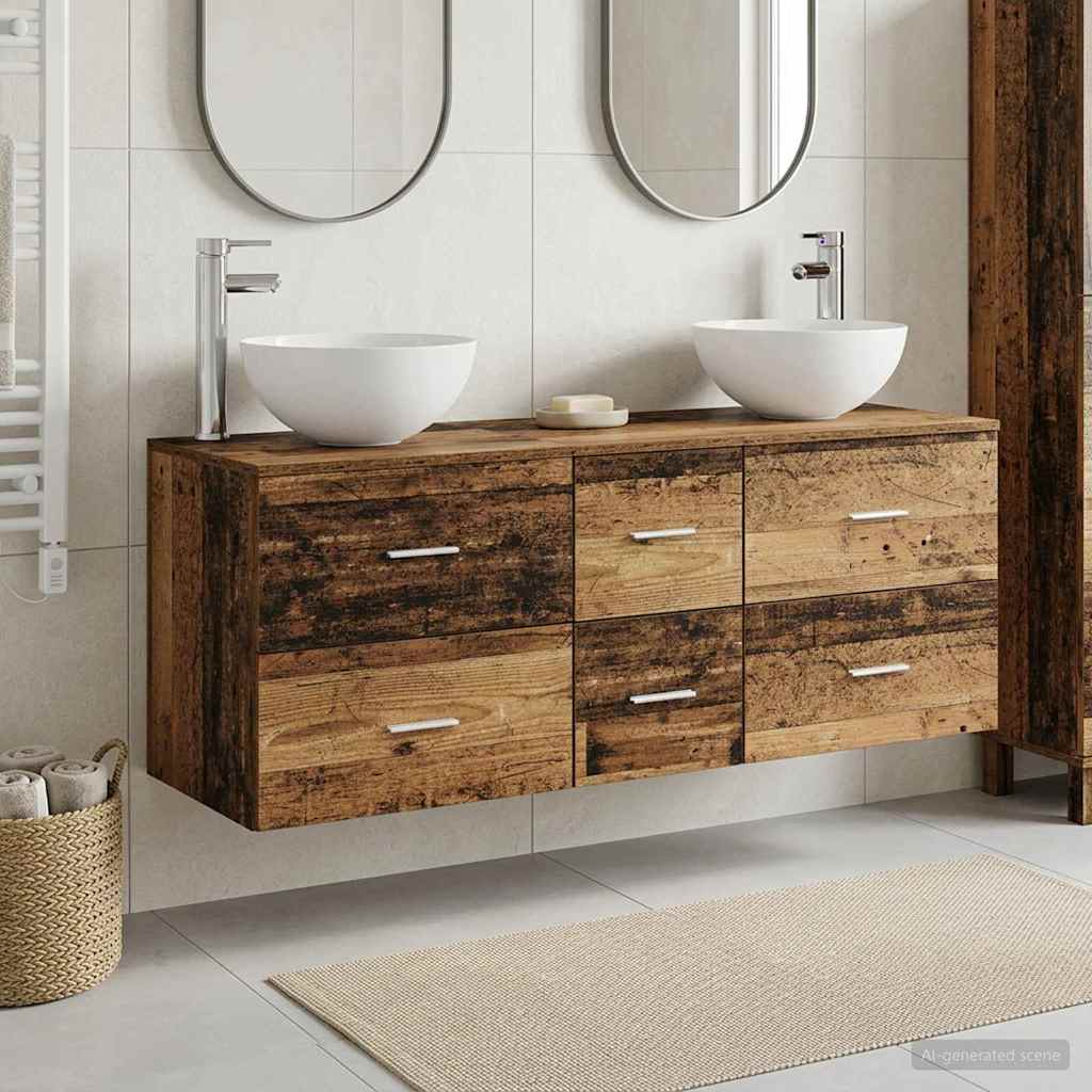 vidaXL Bathroom Cabinet Set 3 pcs Old Wood 49.5 x 41 x 64.5 cm