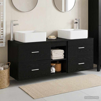 vidaXL Bathroom Cabinet Set 3 pcs Black Oak 49.5 x 41 x 63 cm