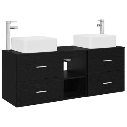 vidaXL Bathroom Cabinet Set 3 pcs Black Oak 49.5 x 41 x 63 cm