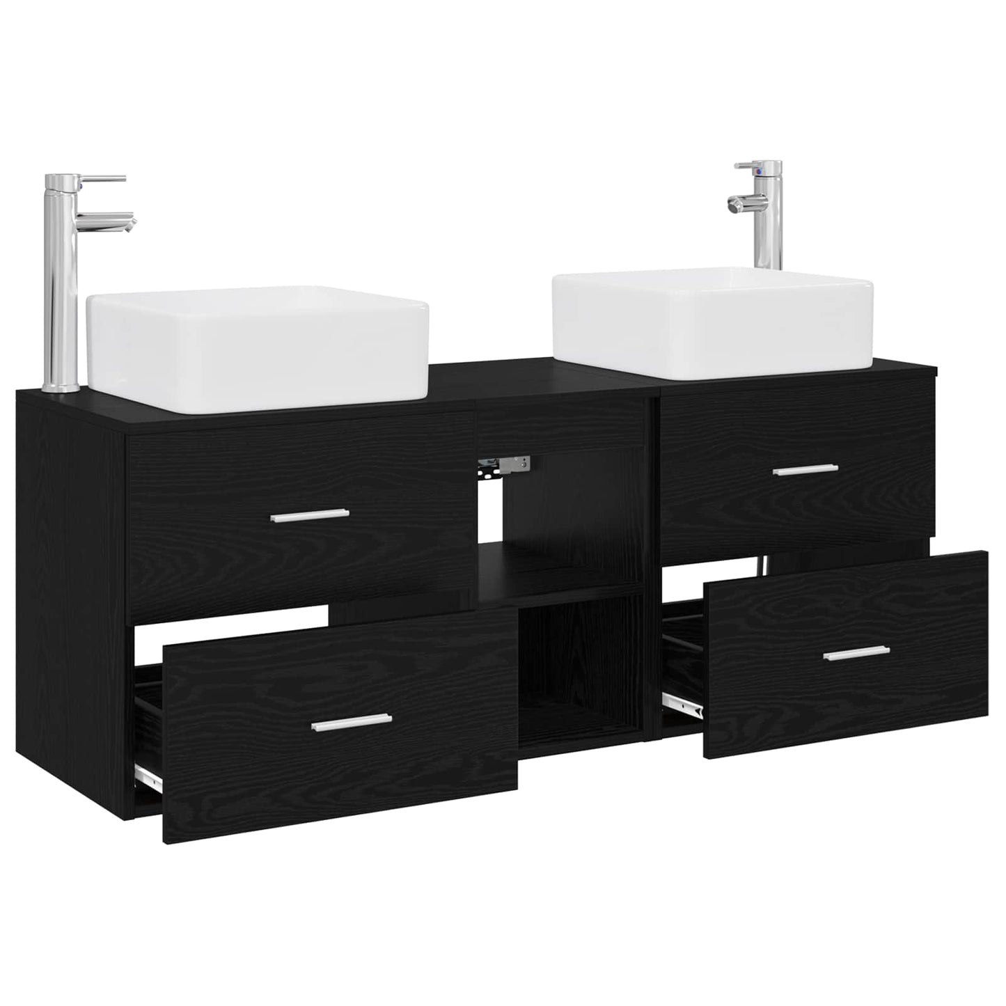 vidaXL Bathroom Cabinet Set 3 pcs Black Oak 49.5 x 41 x 63 cm