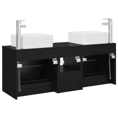 vidaXL Bathroom Cabinet Set 3 pcs Black Oak 49.5 x 41 x 63 cm