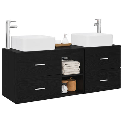 vidaXL Bathroom Cabinet Set 3 pcs Black Oak 49.5 x 41 x 63 cm