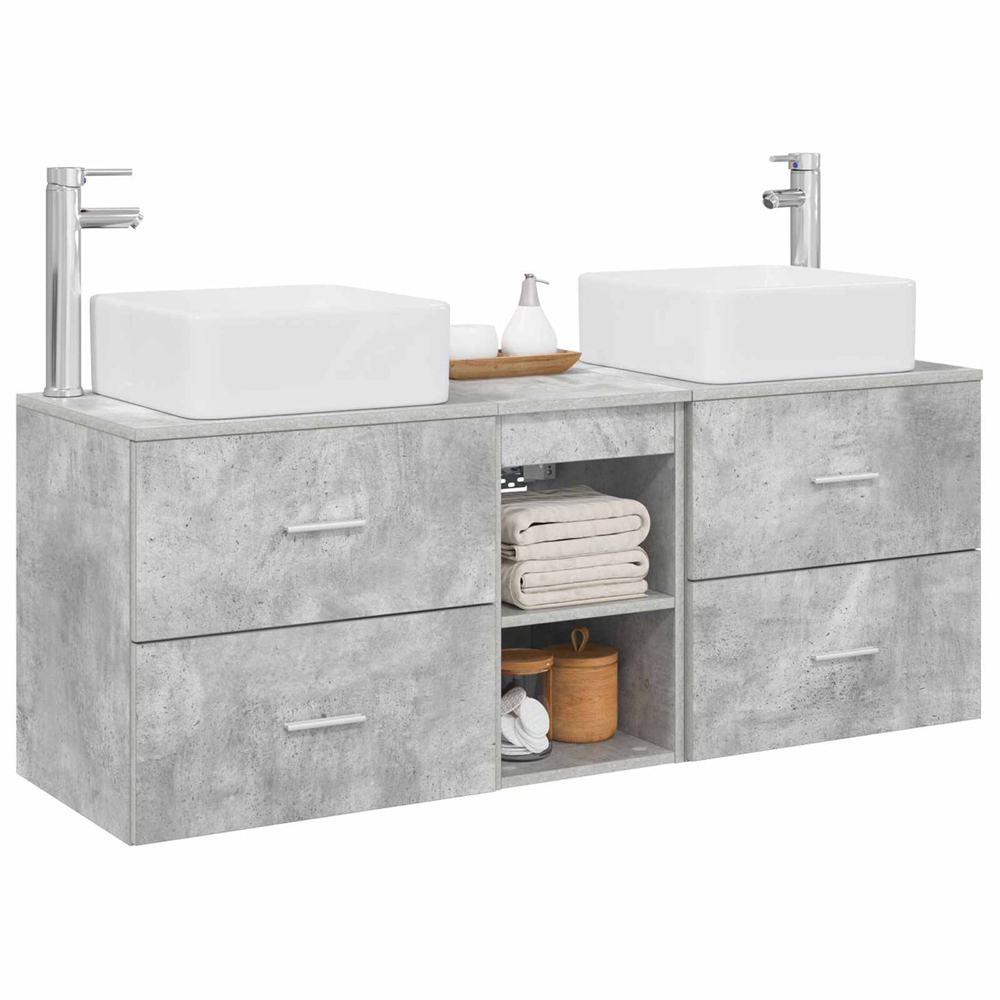 vidaXL Bathroom Cabinet Set 3 pcs Concrete Grey 49.5 x 41 x 63 cm