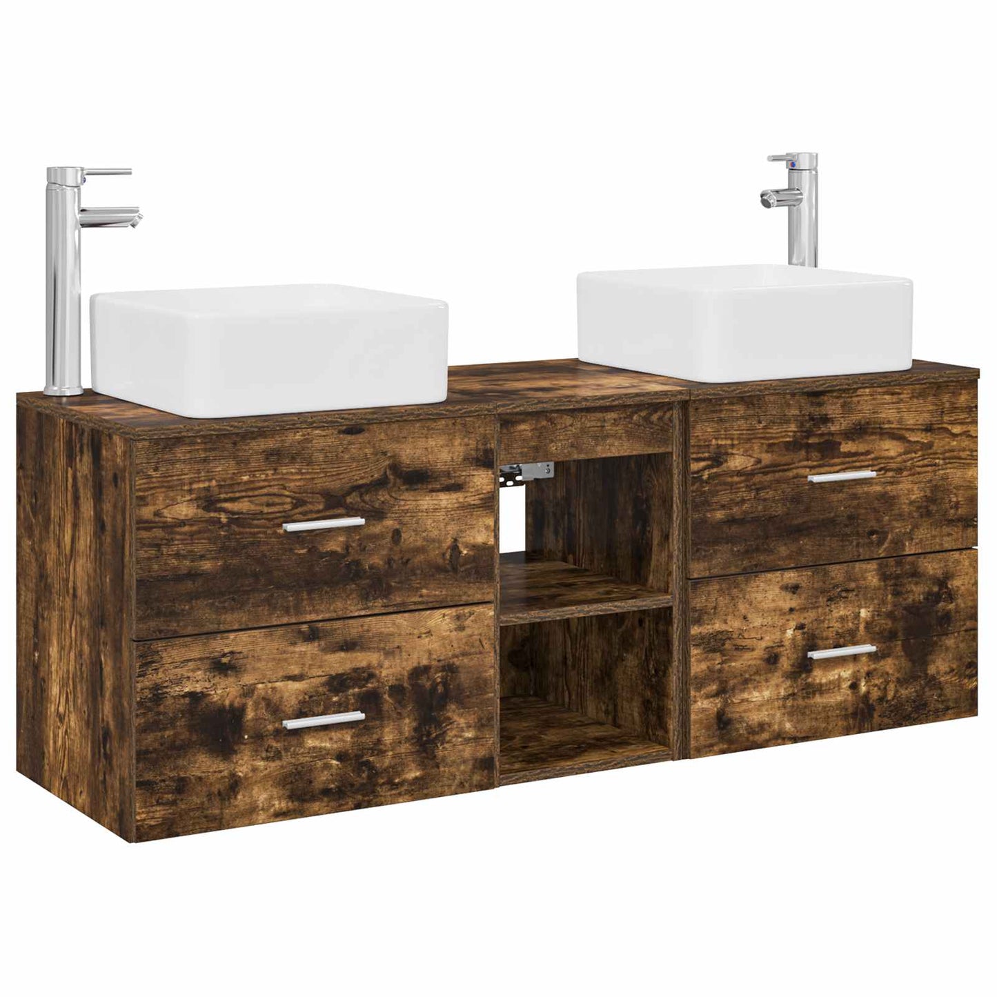 vidaXL Bathroom Cabinet Set 3 pcs Smoked Oak 49.5 x 41 x 63 cm