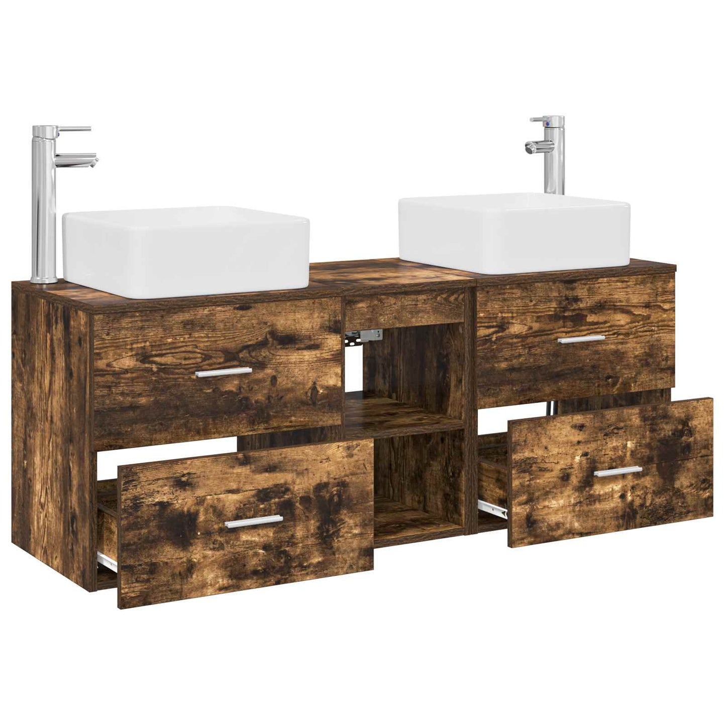 vidaXL Bathroom Cabinet Set 3 pcs Smoked Oak 49.5 x 41 x 63 cm