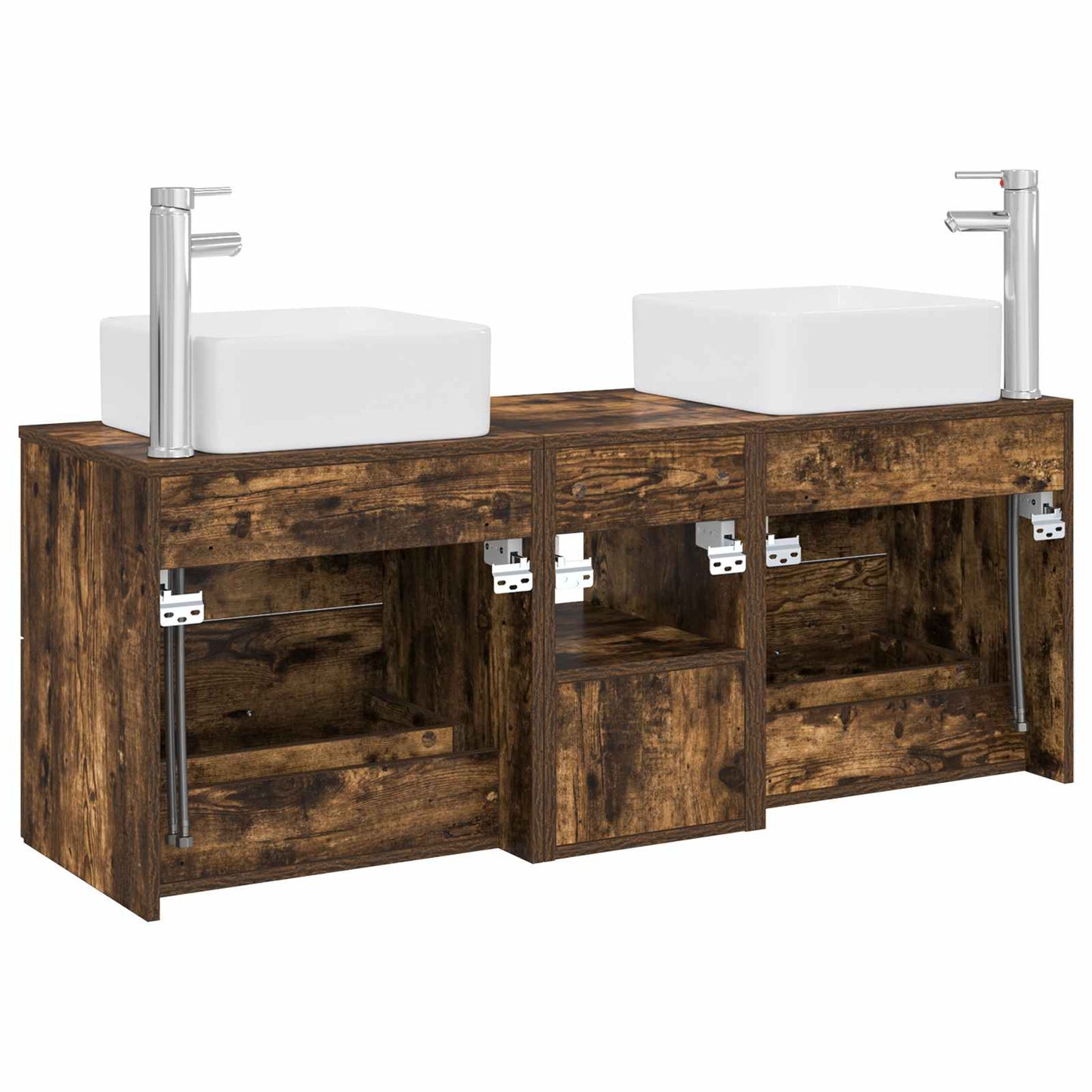 vidaXL Bathroom Cabinet Set 3 pcs Smoked Oak 49.5 x 41 x 63 cm