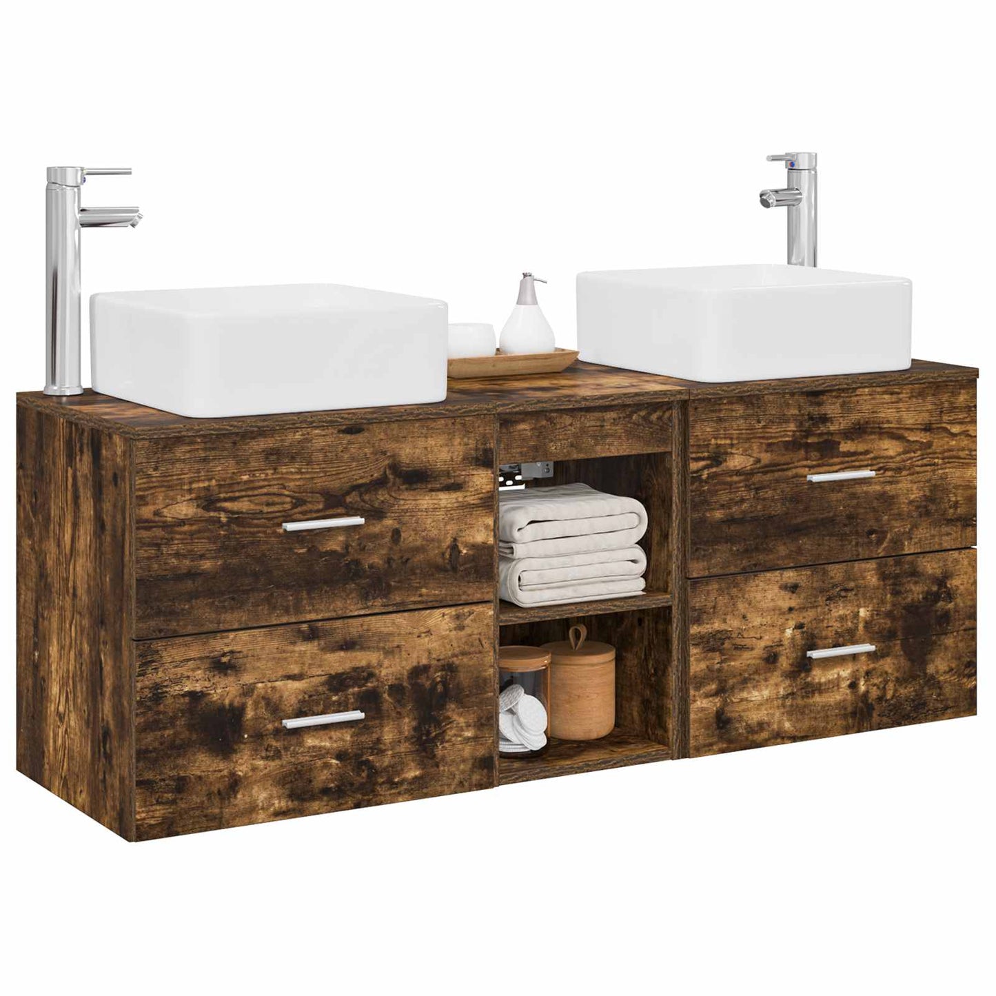 vidaXL Bathroom Cabinet Set 3 pcs Smoked Oak 49.5 x 41 x 63 cm