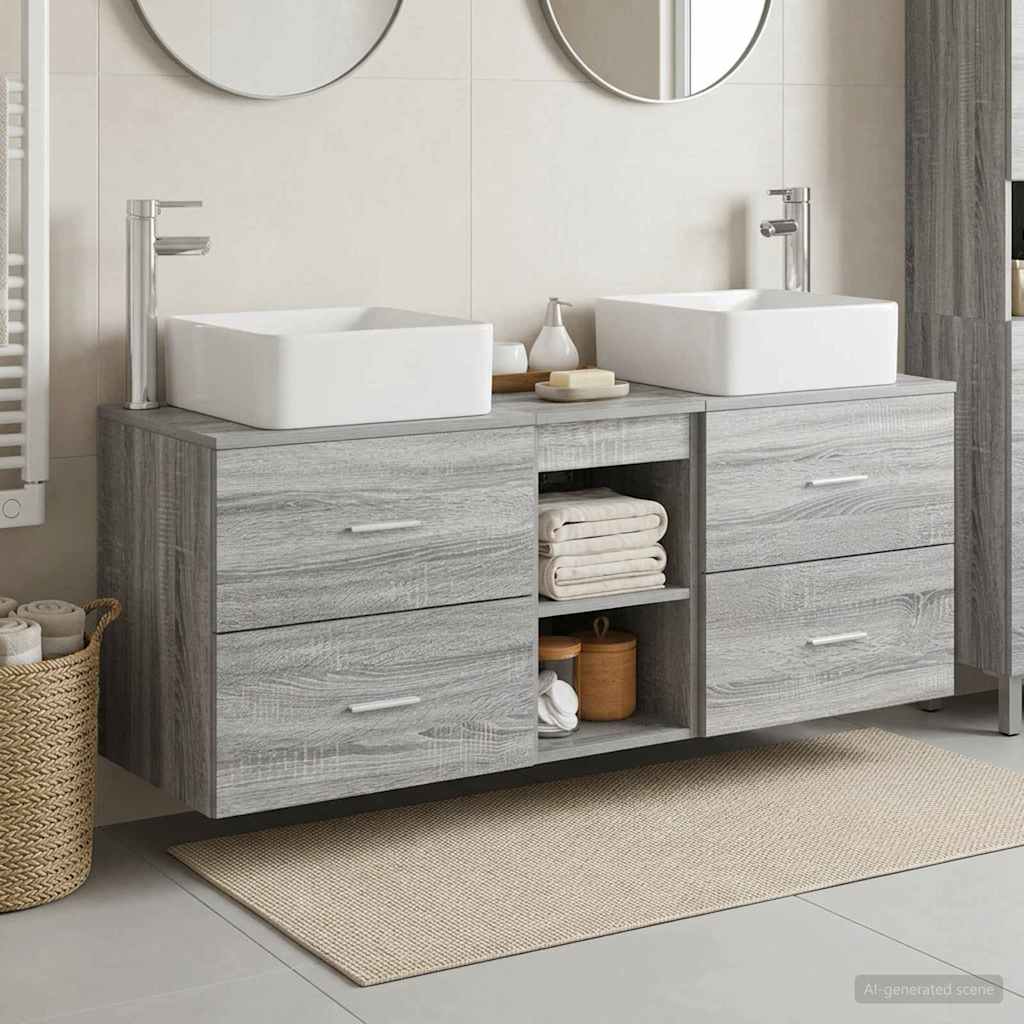 vidaXL Bathroom Cabinet Set 3 pcs Grey Sonoma 49.5 x 41 x 63 cm