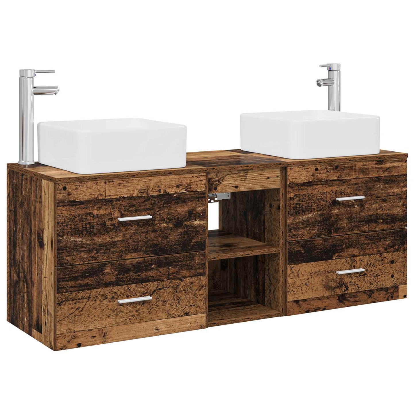 vidaXL Bathroom Cabinet Set 3 pcs Old Wood 49.5 x 41 x 63 cm