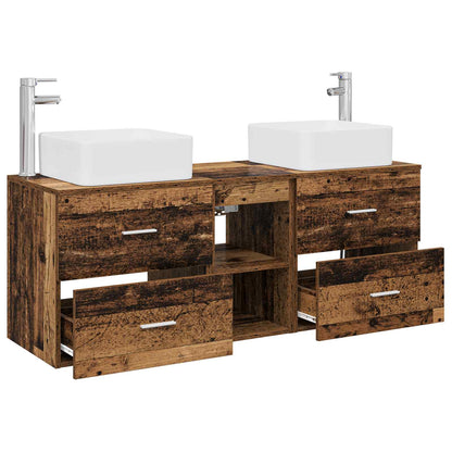 vidaXL Bathroom Cabinet Set 3 pcs Old Wood 49.5 x 41 x 63 cm