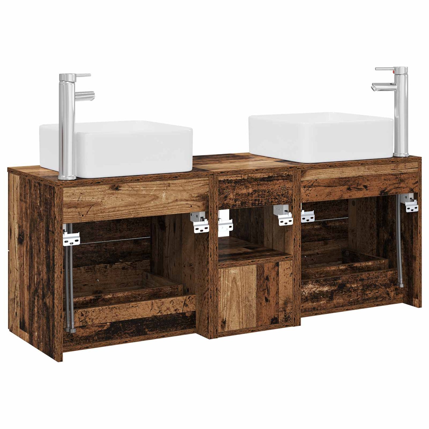 vidaXL Bathroom Cabinet Set 3 pcs Old Wood 49.5 x 41 x 63 cm