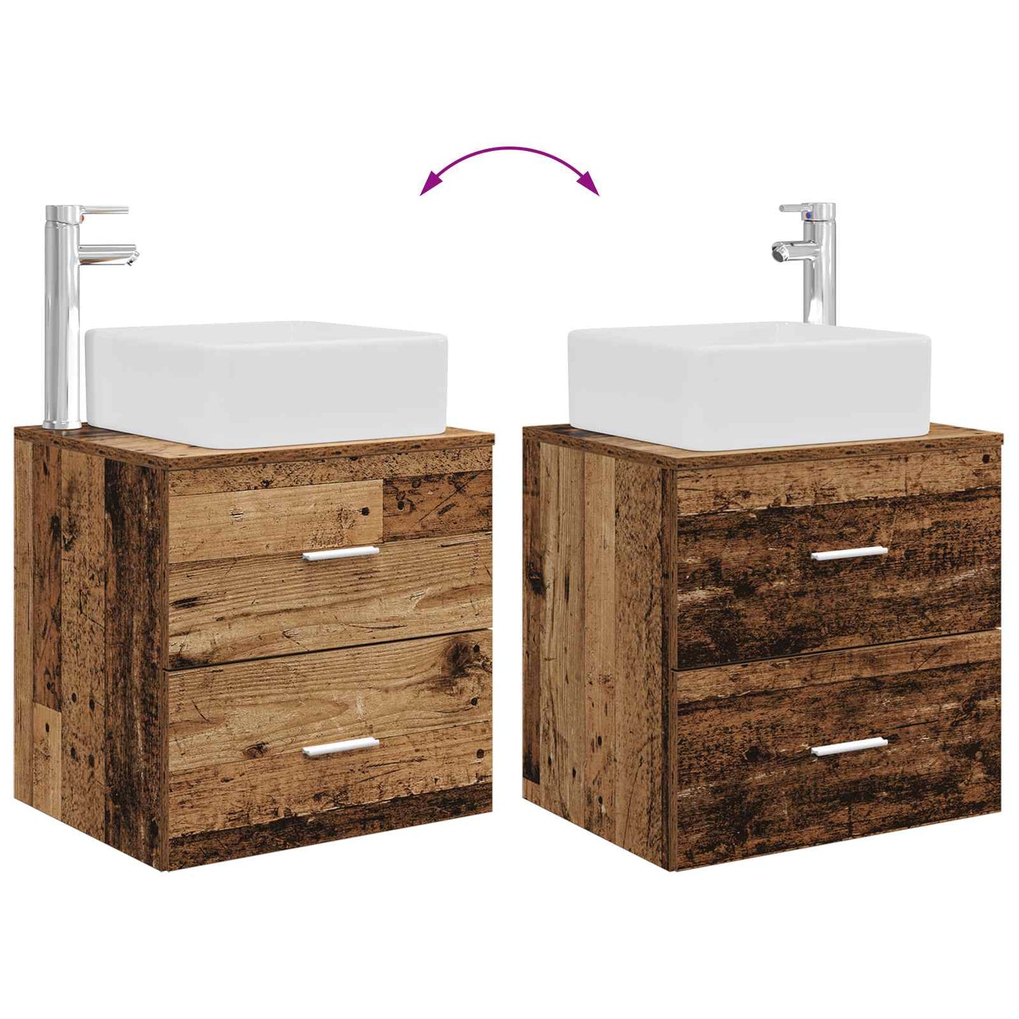 vidaXL Bathroom Cabinet Set 3 pcs Old Wood 49.5 x 41 x 63 cm