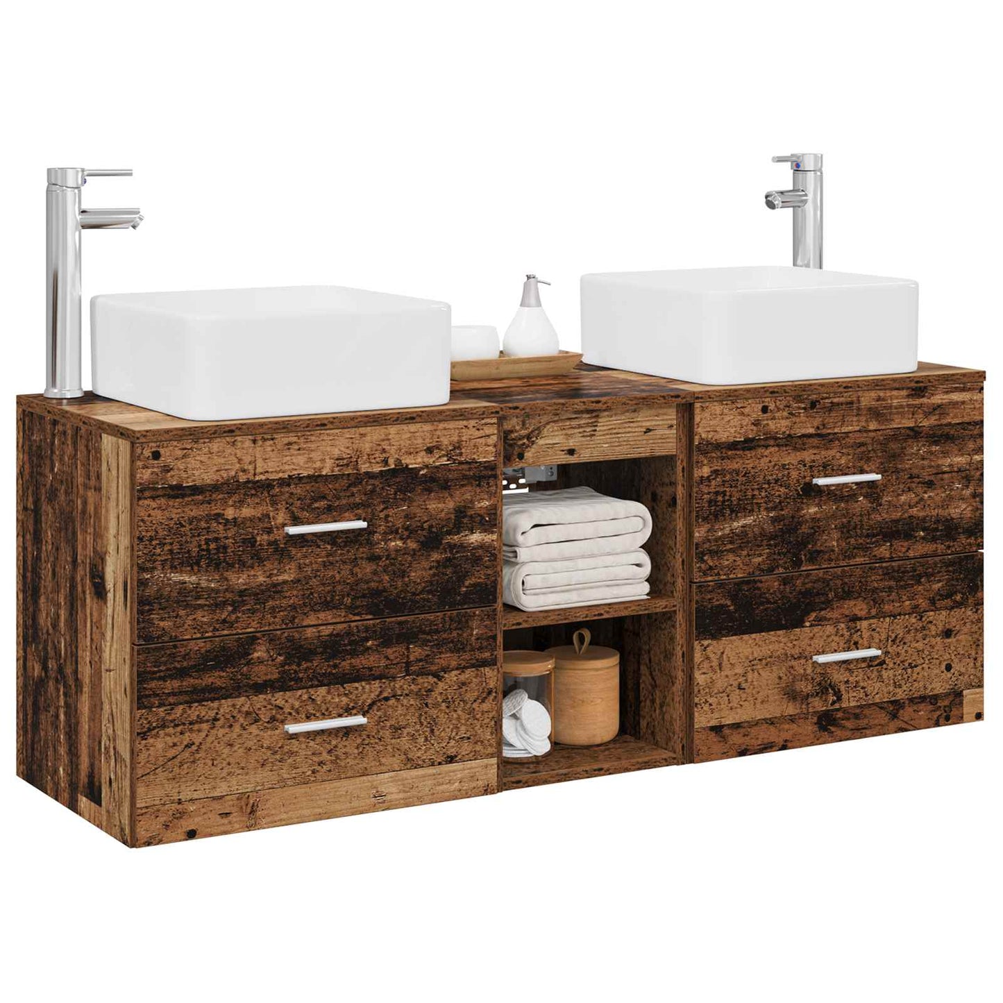 vidaXL Bathroom Cabinet Set 3 pcs Old Wood 49.5 x 41 x 63 cm