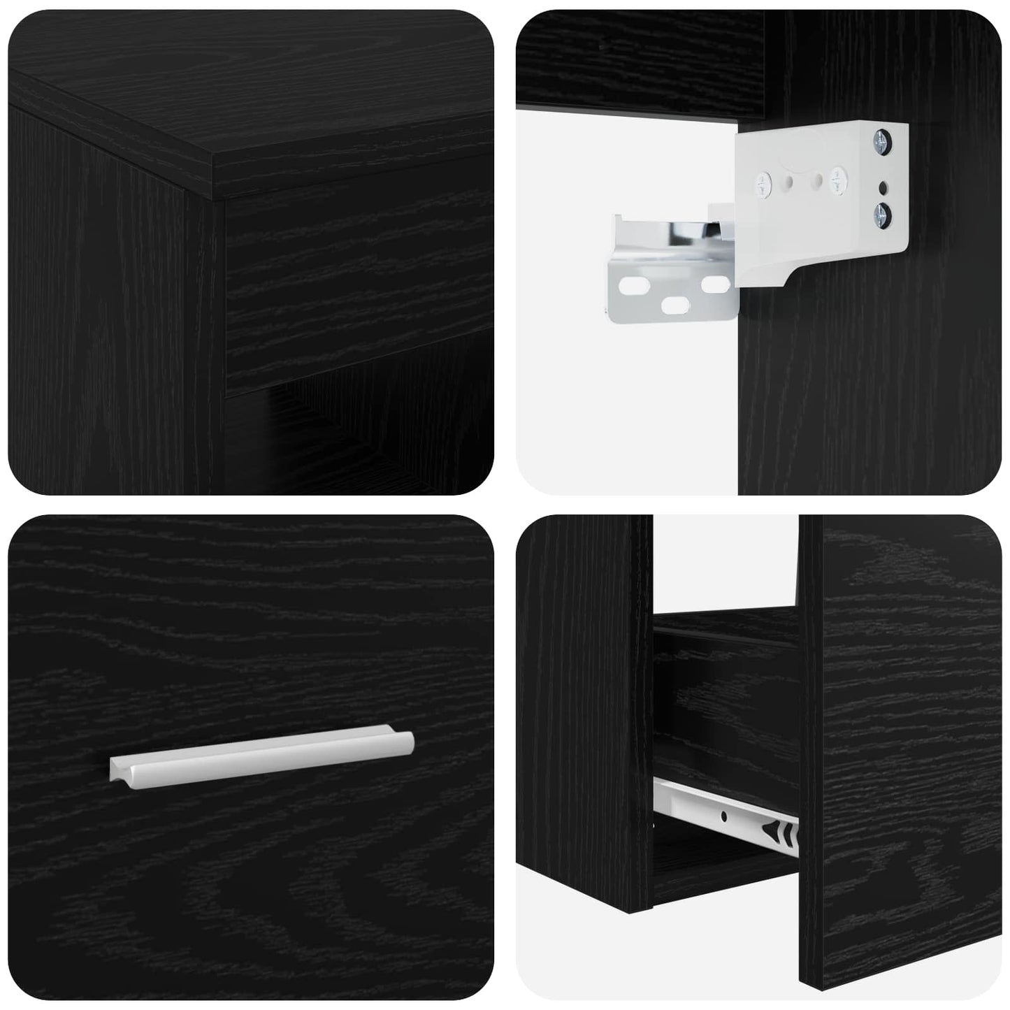 vidaXL Bathroom Cabinet Set 3 pcs Black 49.5 x 41 x 63 cm