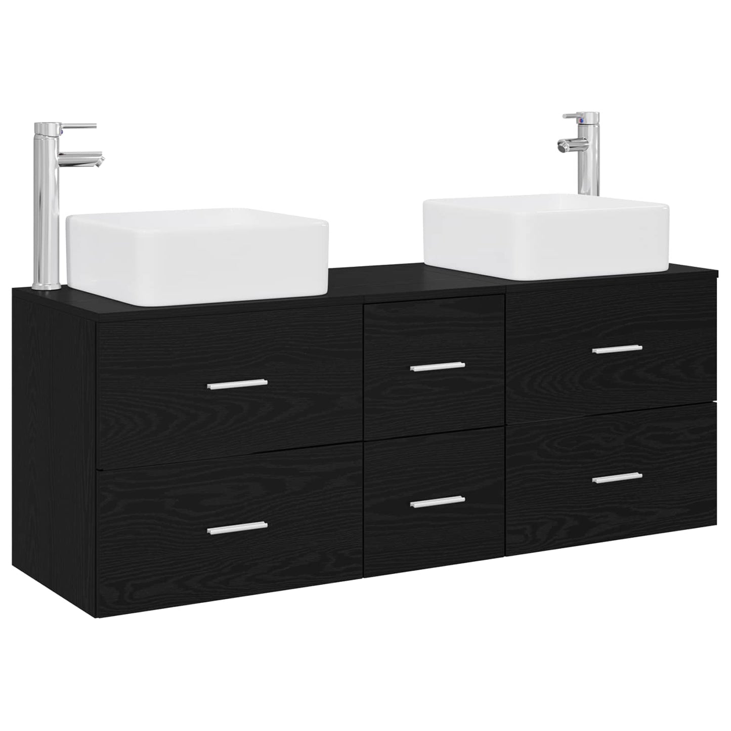 vidaXL Bathroom Cabinet Set 3 pcs Black 49.5 x 41 x 63 cm