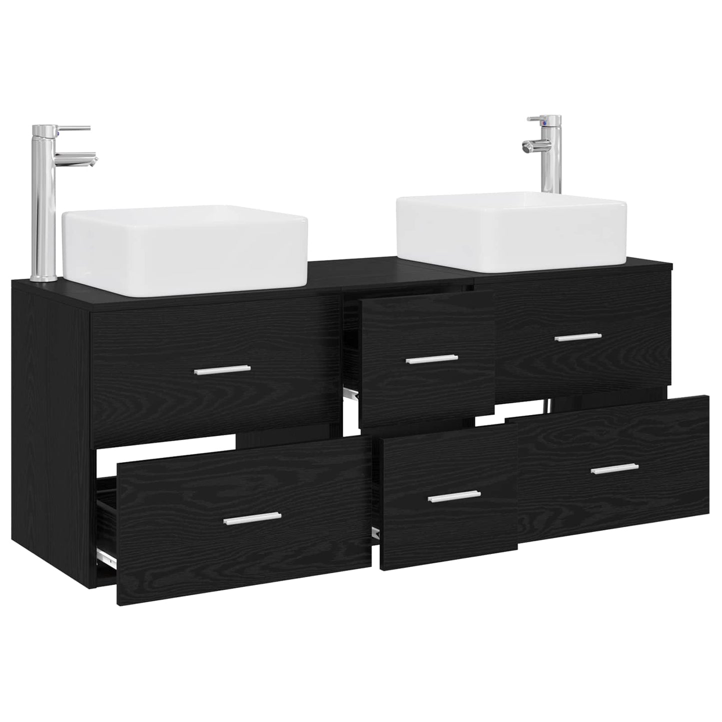 vidaXL Bathroom Cabinet Set 3 pcs Black 49.5 x 41 x 63 cm