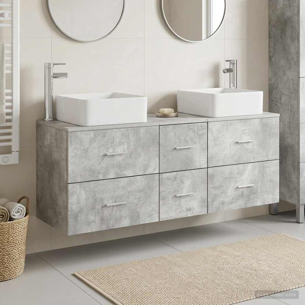 vidaXL Bathroom Cabinet Set 3 pcs Concrete Grey 49.5 x 41 x 63 cm