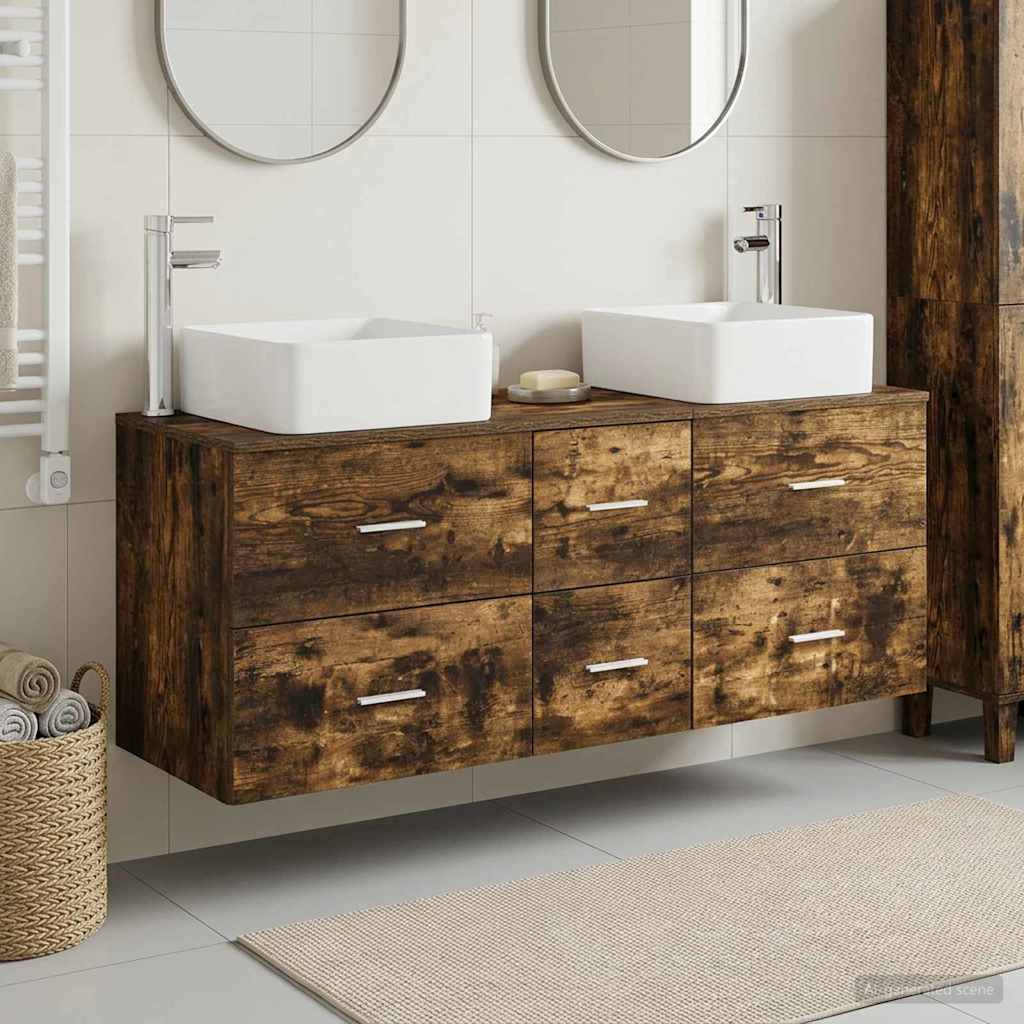 vidaXL Bathroom Cabinet Set 3 pcs Smoked Oak 49.5 x 41 x 63 cm