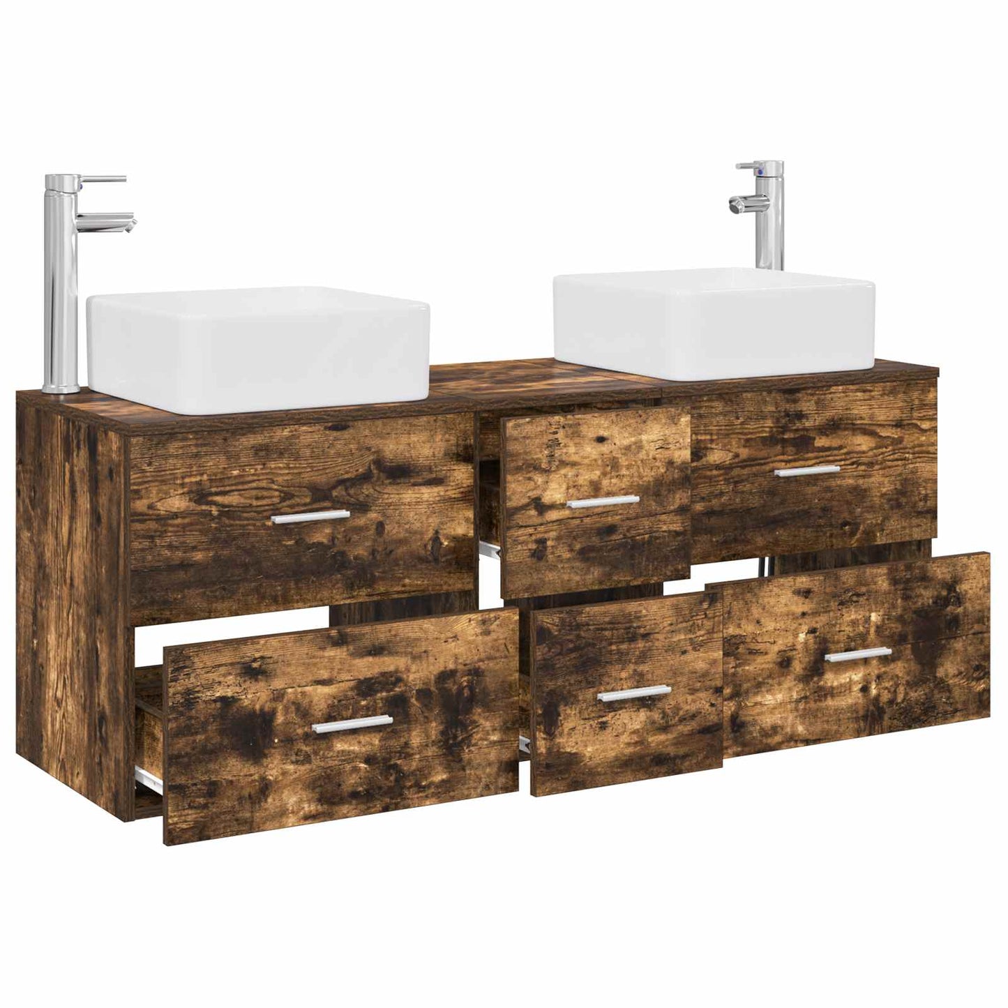 vidaXL Bathroom Cabinet Set 3 pcs Smoked Oak 49.5 x 41 x 63 cm