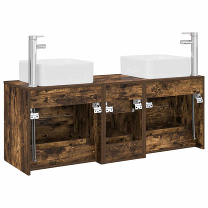 vidaXL Bathroom Cabinet Set 3 pcs Smoked Oak 49.5 x 41 x 63 cm