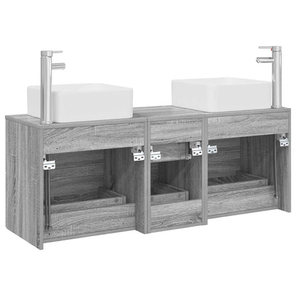 vidaXL Bathroom Cabinet Set 3 pcs Grey Sonoma 49.5 x 41 x 63 cm