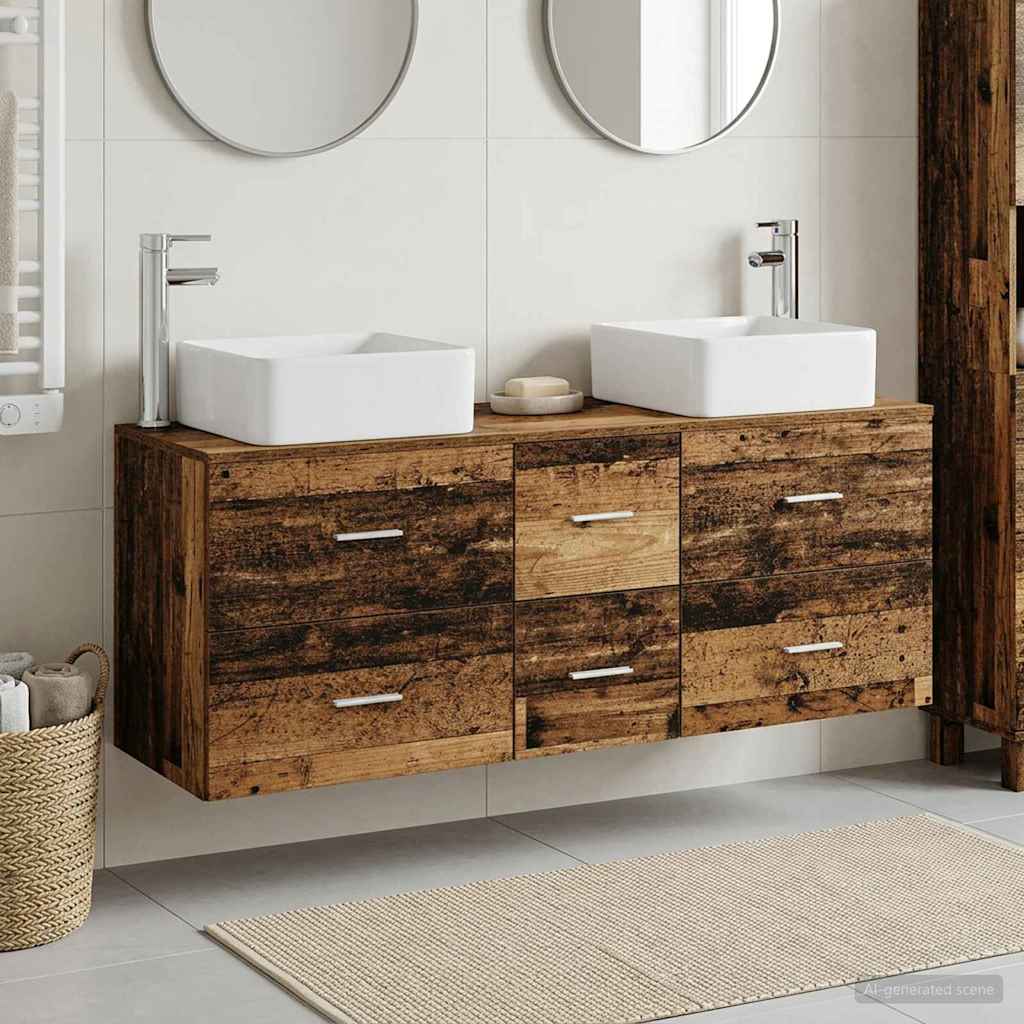 vidaXL Bathroom Cabinet Set 3 pcs Old Wood 49.5 x 41 x 63 cm