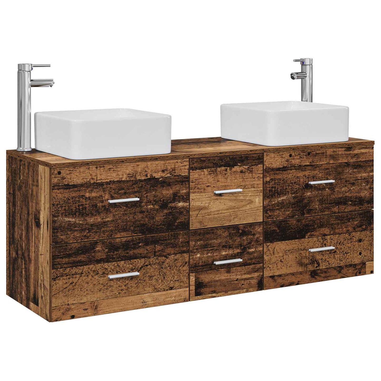 vidaXL Bathroom Cabinet Set 3 pcs Old Wood 49.5 x 41 x 63 cm