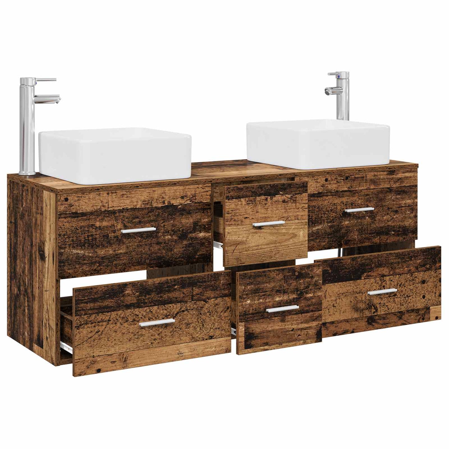 vidaXL Bathroom Cabinet Set 3 pcs Old Wood 49.5 x 41 x 63 cm