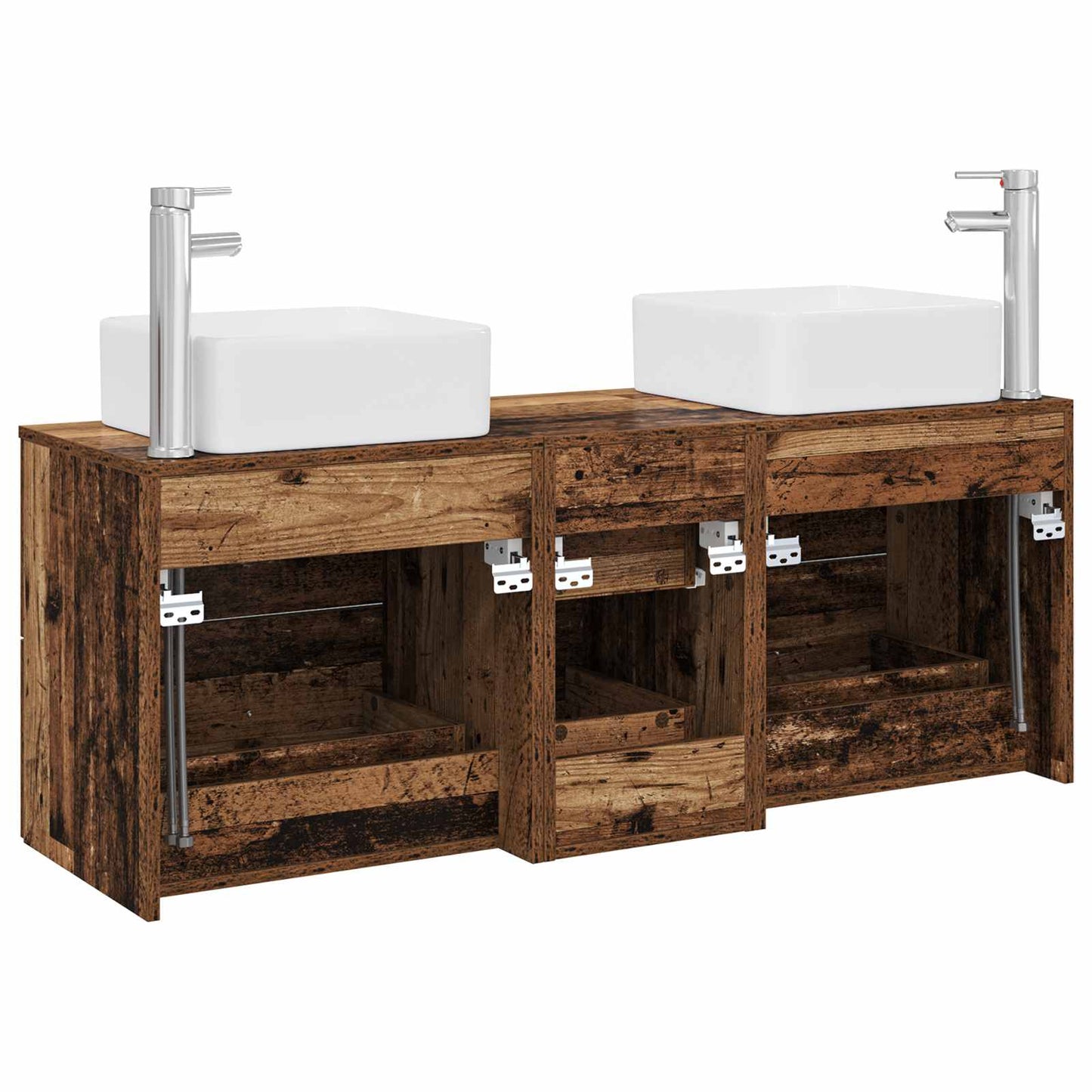 vidaXL Bathroom Cabinet Set 3 pcs Old Wood 49.5 x 41 x 63 cm