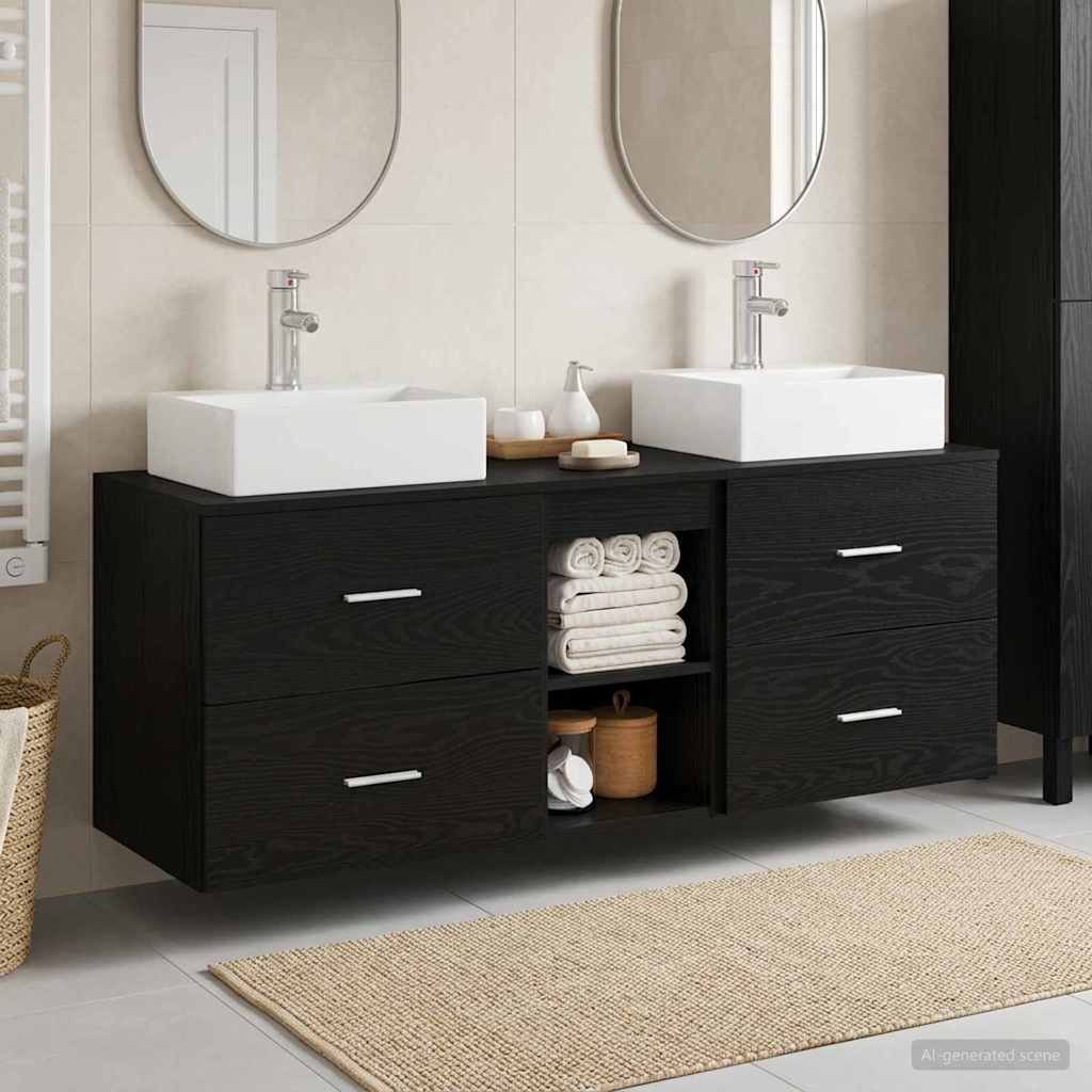 vidaXL Bathroom Cabinet Set 3 pcs Black 49.5 x 41 x 62.5 cm