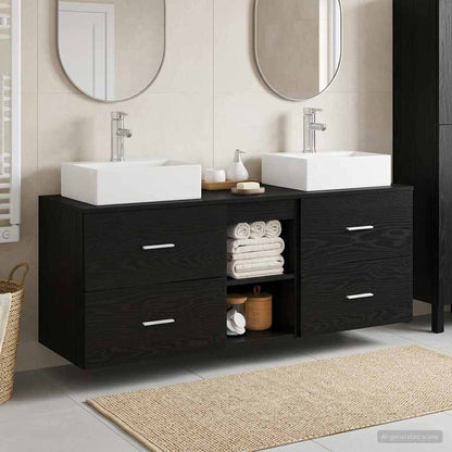 vidaXL Bathroom Cabinet Set 3 pcs Black 49.5 x 41 x 62.5 cm