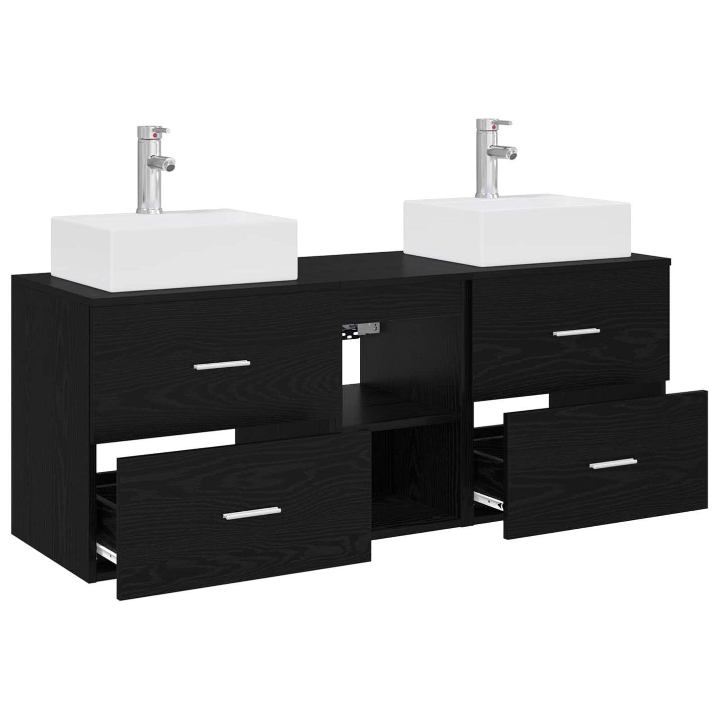 vidaXL Bathroom Cabinet Set 3 pcs Black 49.5 x 41 x 62.5 cm