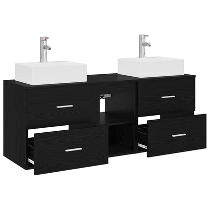 vidaXL Bathroom Cabinet Set 3 pcs Black 49.5 x 41 x 62.5 cm