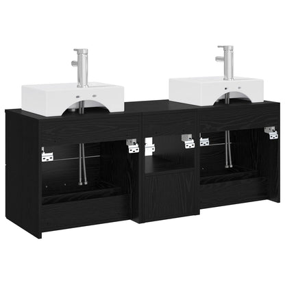 vidaXL Bathroom Cabinet Set 3 pcs Black 49.5 x 41 x 62.5 cm