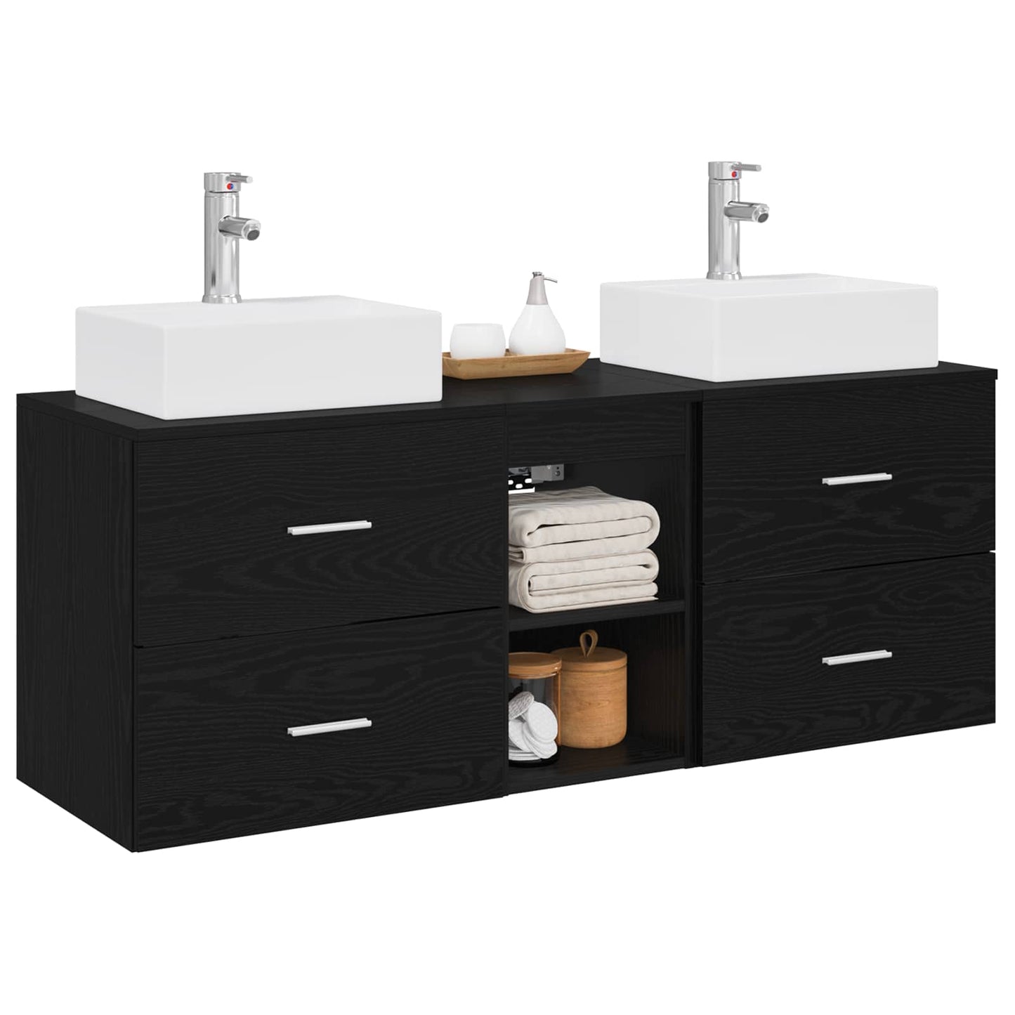vidaXL Bathroom Cabinet Set 3 pcs Black 49.5 x 41 x 62.5 cm