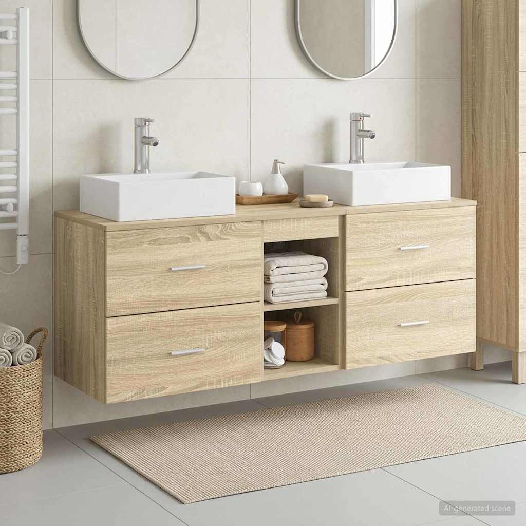 vidaXL Bathroom Cabinet Set 3 pcs Sonoma Oak 49.5 x 41 x 62.5 cm