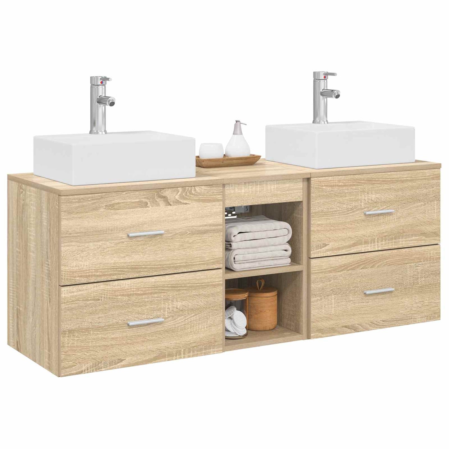 vidaXL Bathroom Cabinet Set 3 pcs Sonoma Oak 49.5 x 41 x 62.5 cm