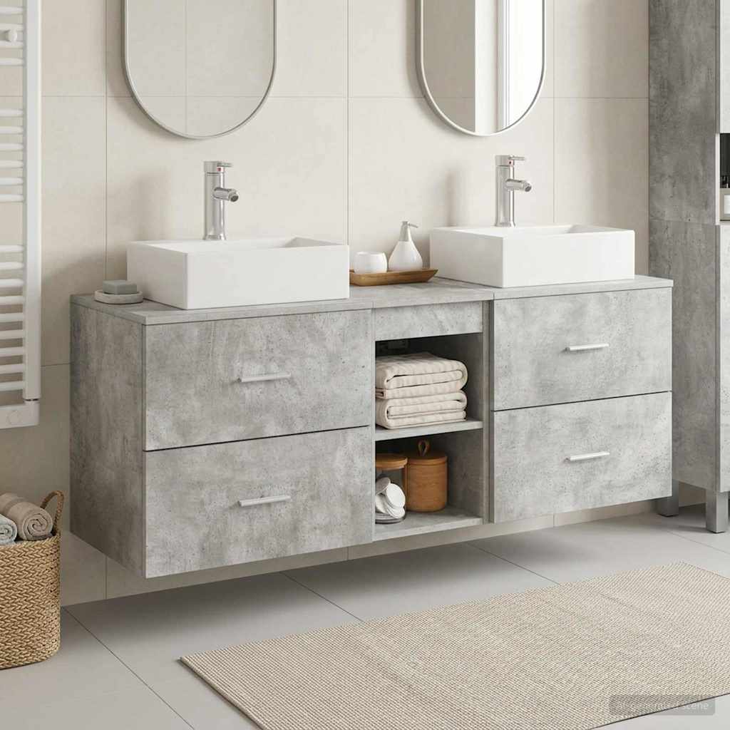 vidaXL Bathroom Cabinet Set 3 pcs Concrete Grey 49.5 x 41 x 62.5 cm