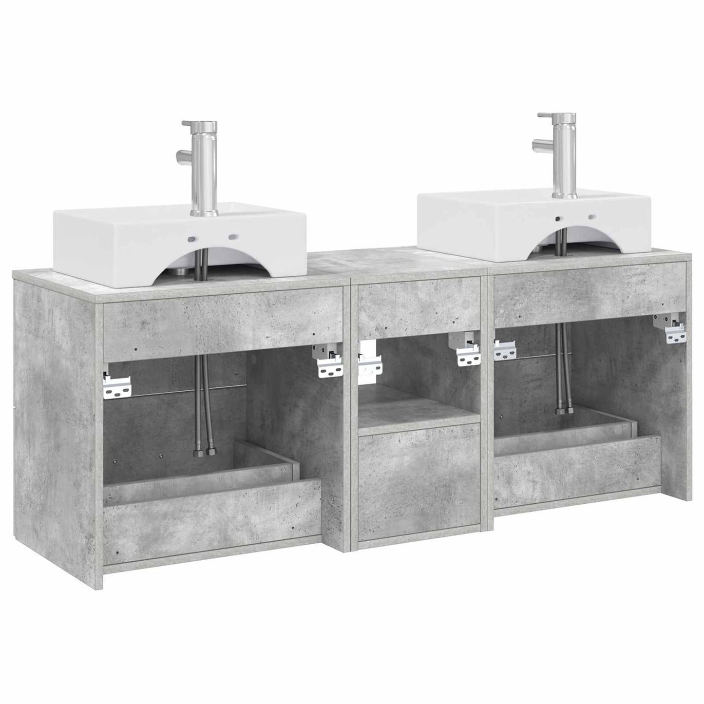 vidaXL Bathroom Cabinet Set 3 pcs Concrete Grey 49.5 x 41 x 62.5 cm