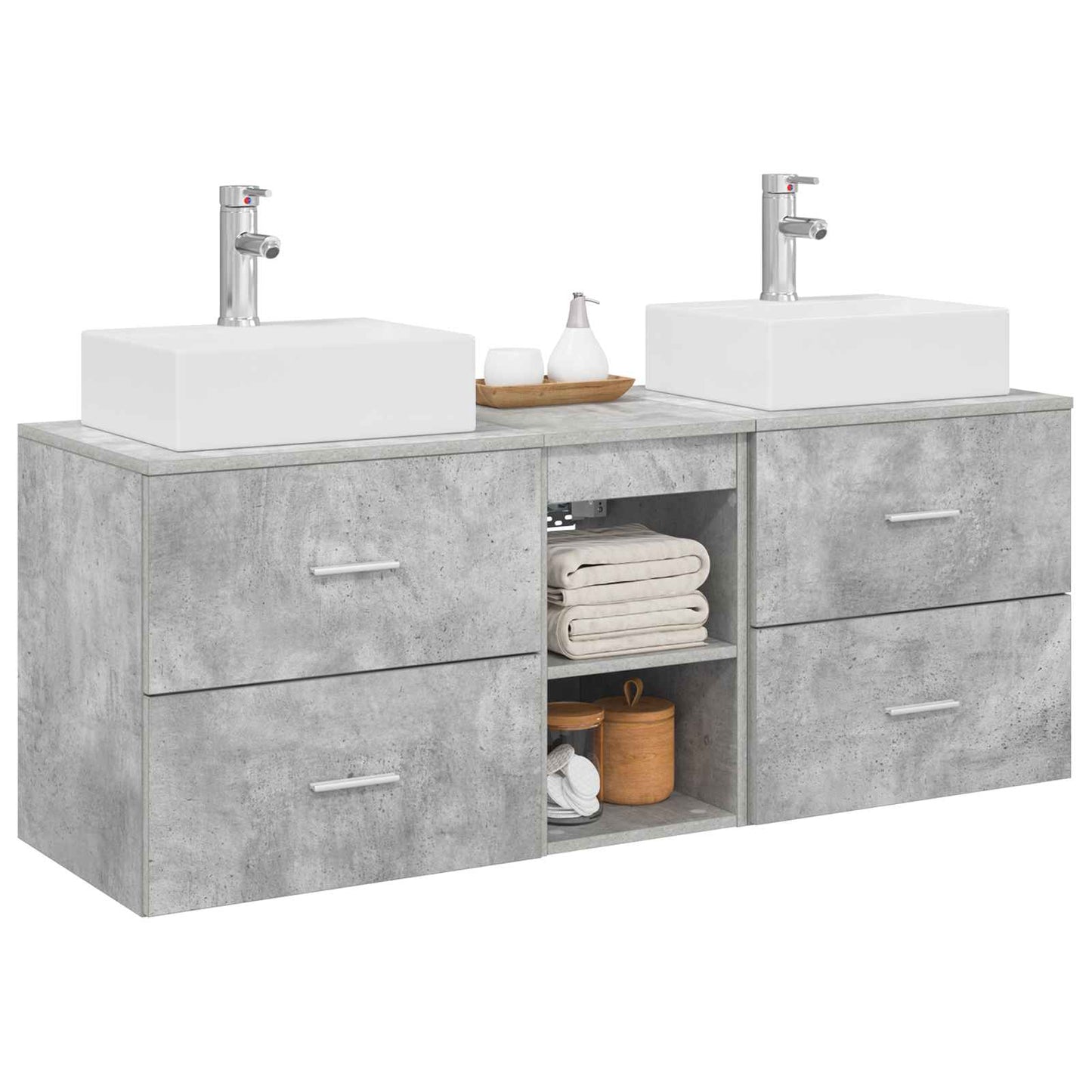 vidaXL Bathroom Cabinet Set 3 pcs Concrete Grey 49.5 x 41 x 62.5 cm