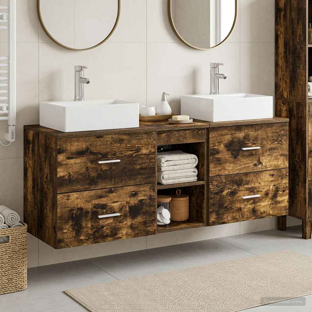 vidaXL Bathroom Cabinet Set 3 pcs Smoked Oak 49.5 x 41 x 62.5 cm