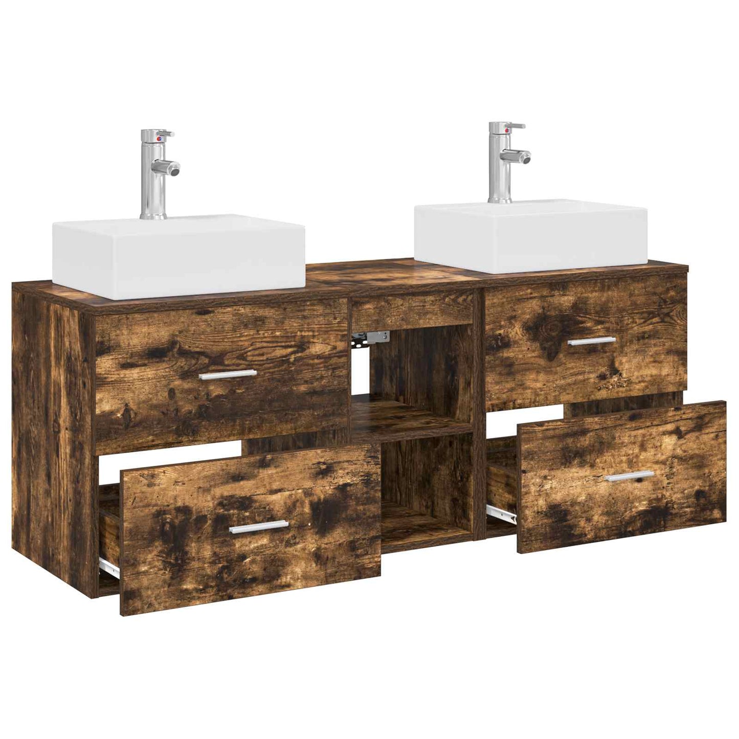 vidaXL Bathroom Cabinet Set 3 pcs Smoked Oak 49.5 x 41 x 62.5 cm
