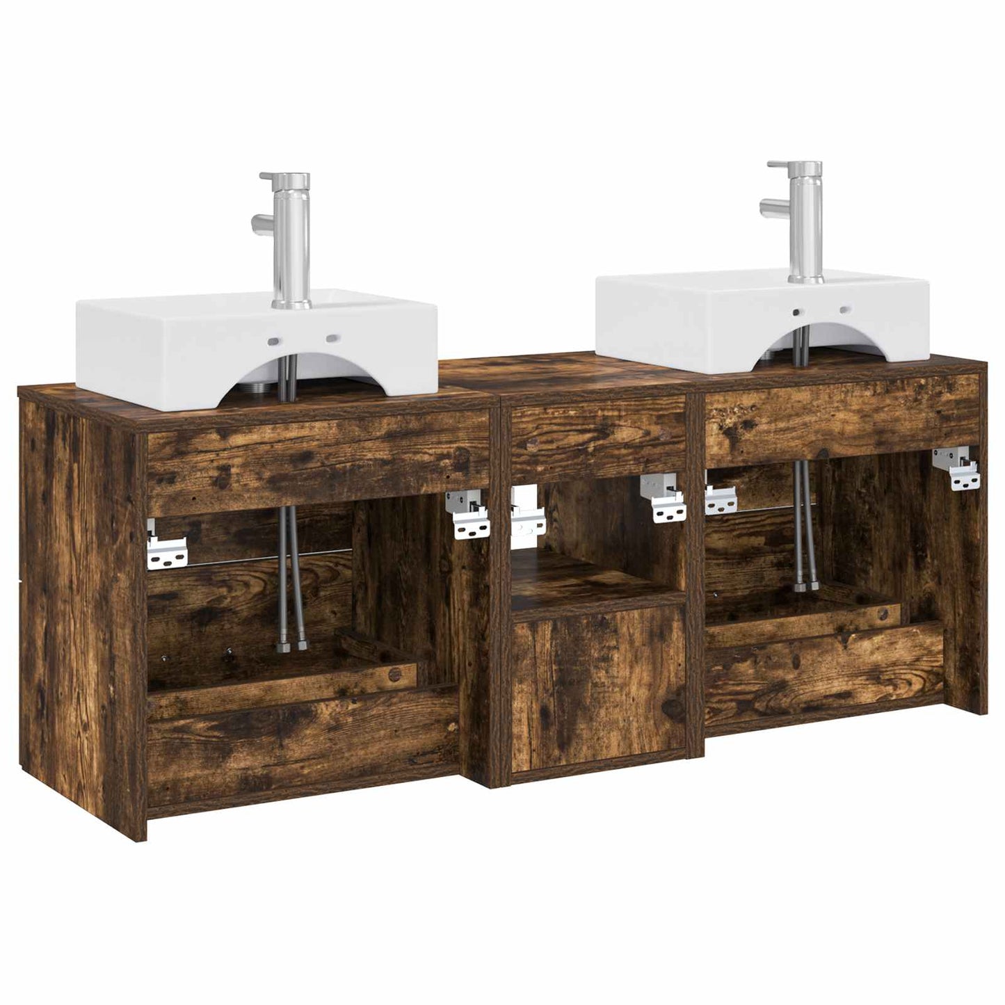 vidaXL Bathroom Cabinet Set 3 pcs Smoked Oak 49.5 x 41 x 62.5 cm