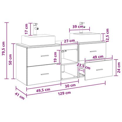 vidaXL Bathroom Cabinet Set 3 pcs Smoked Oak 49.5 x 41 x 62.5 cm