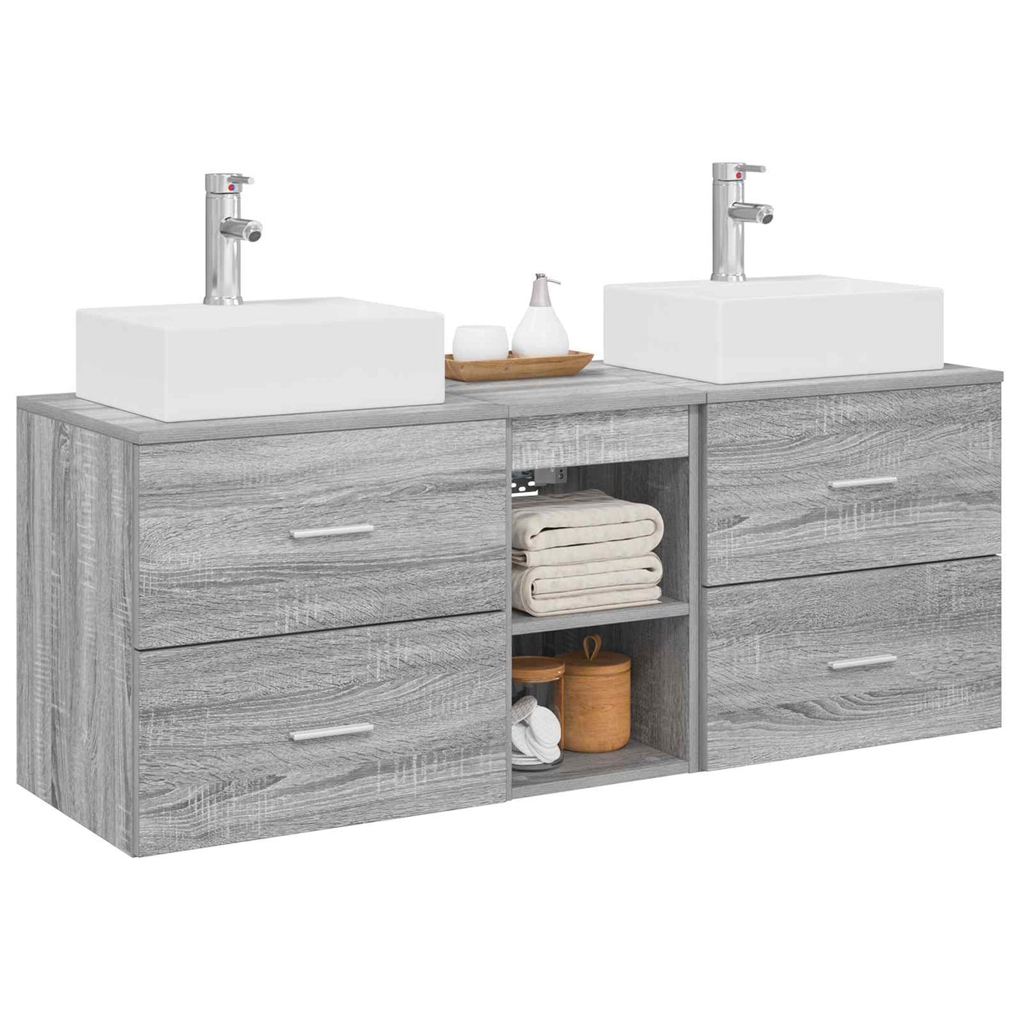 vidaXL Bathroom Cabinet Set 3 pcs Grey Sonoma 49.5 x 41 x 62.5 cm