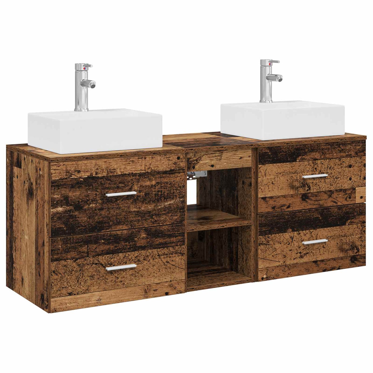 vidaXL Bathroom Cabinet Set 3 pcs Old Wood 49.5 x 41 x 62.5 cm