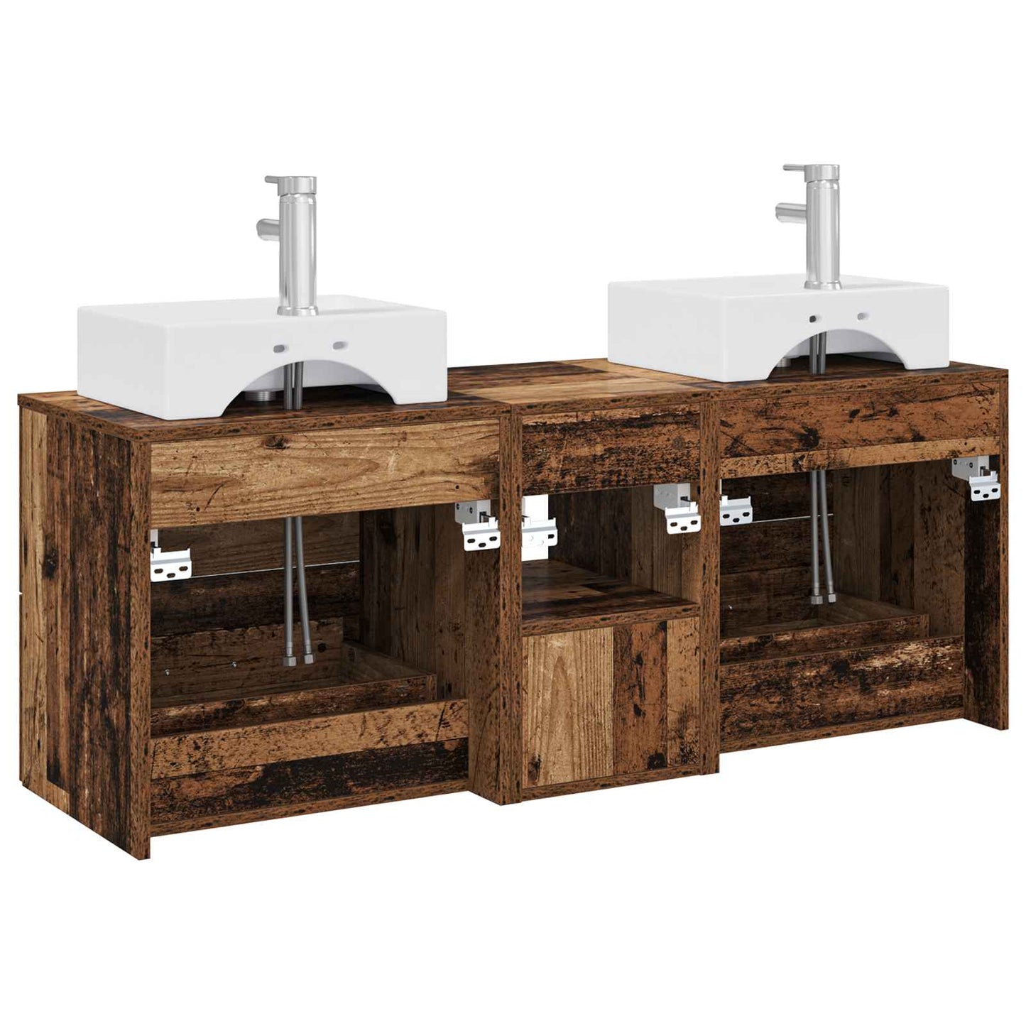 vidaXL Bathroom Cabinet Set 3 pcs Old Wood 49.5 x 41 x 62.5 cm