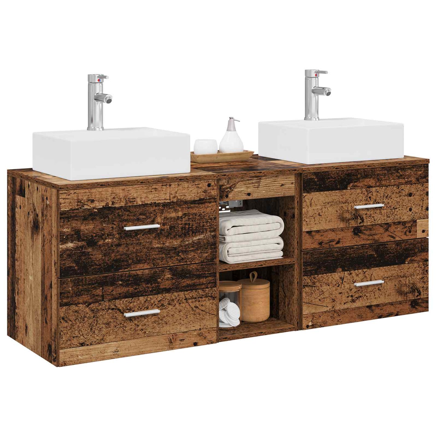 vidaXL Bathroom Cabinet Set 3 pcs Old Wood 49.5 x 41 x 62.5 cm