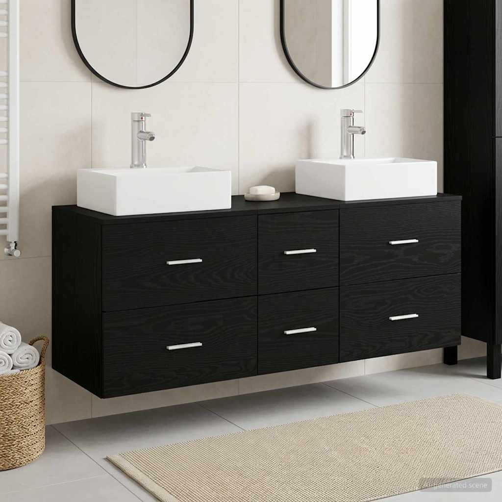 vidaXL Bathroom Cabinet Set 3 pcs Black 49.5 x 41 x 62.5 cm