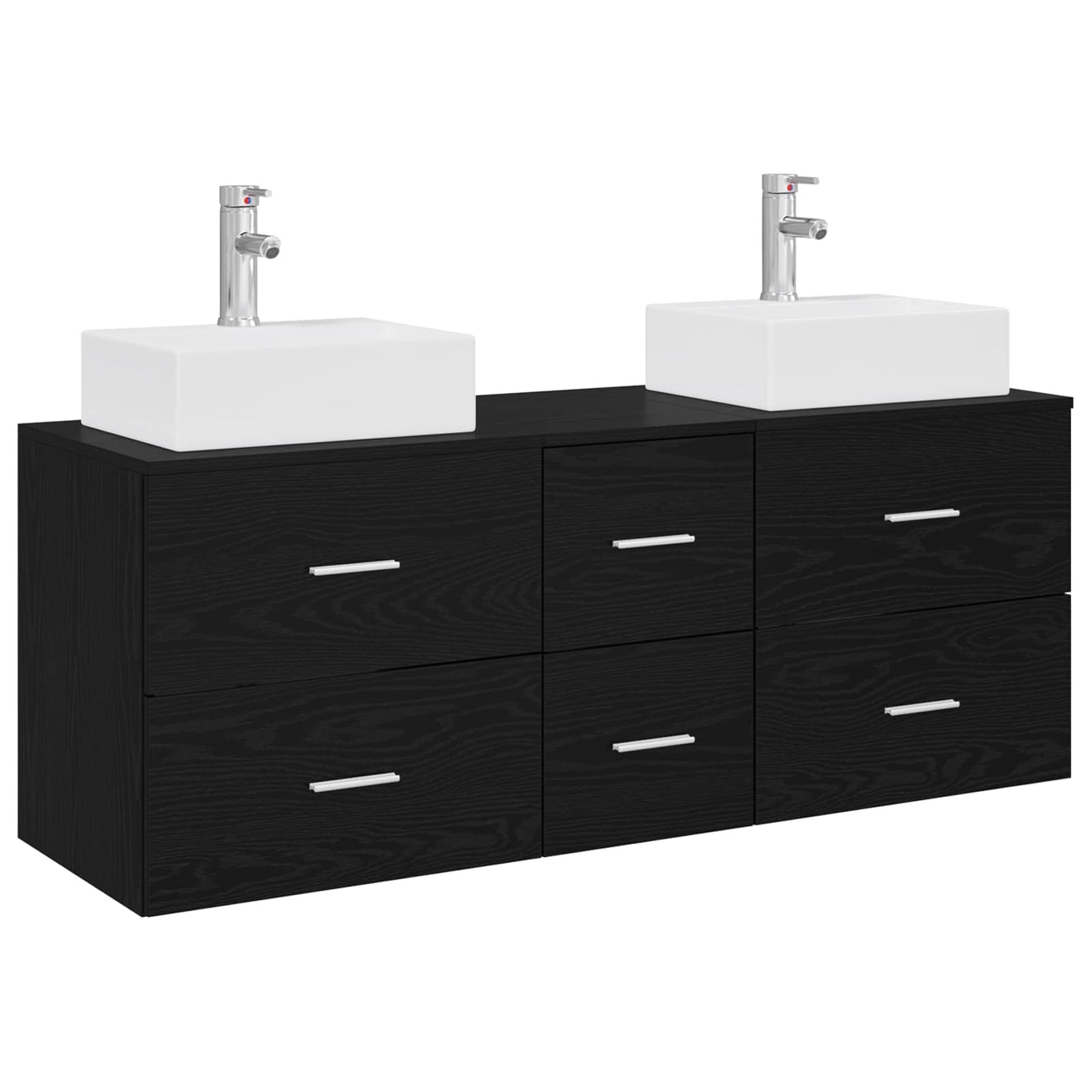 vidaXL Bathroom Cabinet Set 3 pcs Black 49.5 x 41 x 62.5 cm